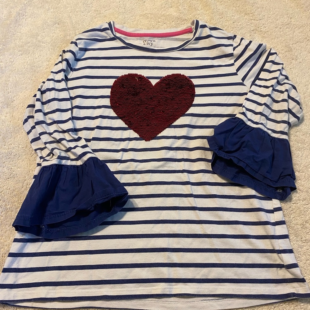 Girls size L Crown & Ivy glitter changing shirt